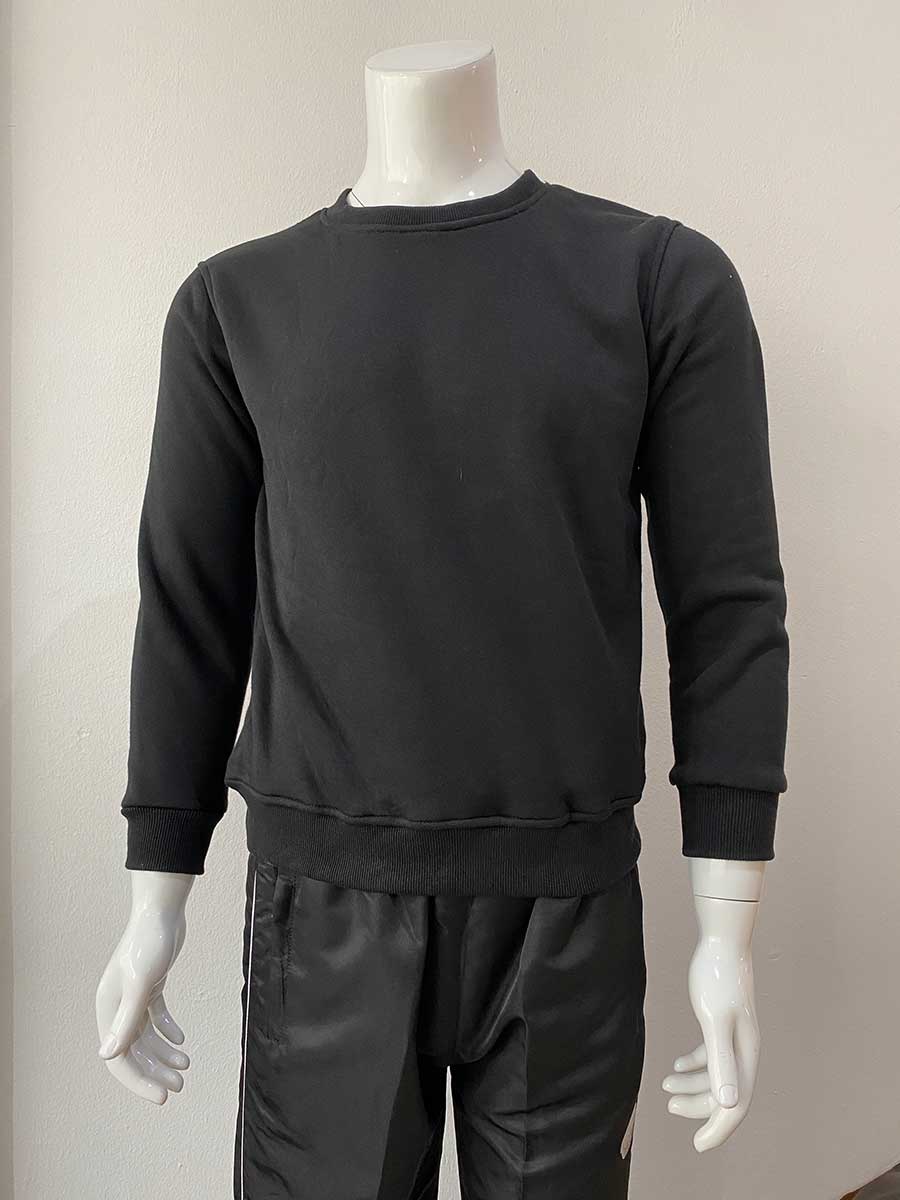 le’fonse® crew neck long sleeved fleece sweater s01 01 black