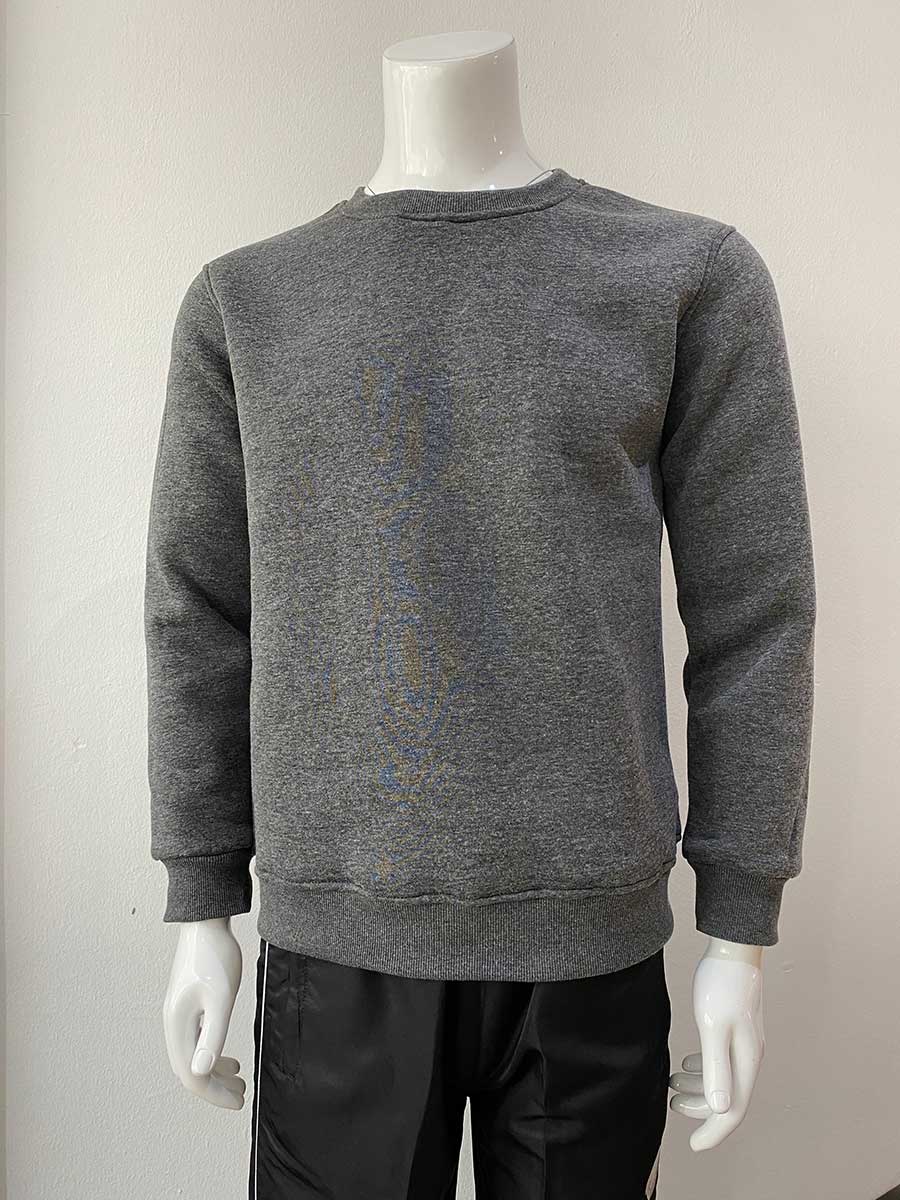 le’fonse® crew neck long sleeved fleece sweater s01 34 dark melange