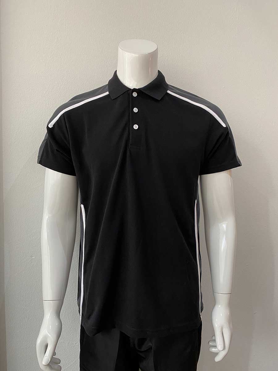 le’fonse® lacoste honeycomb polo l11 01 black & dark grey