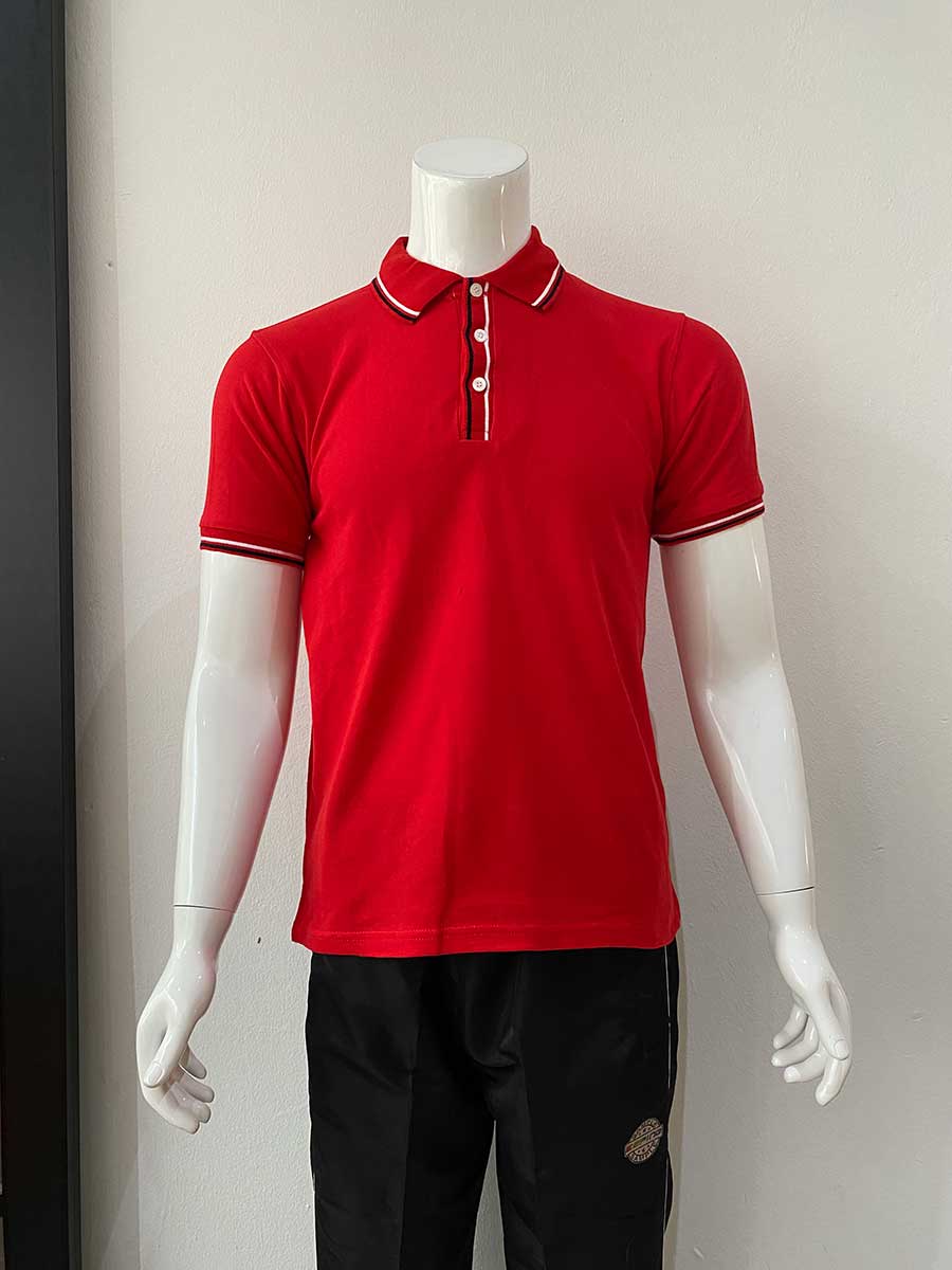 le’fonse® lacoste honeycomb polo l12 03 red & black & white