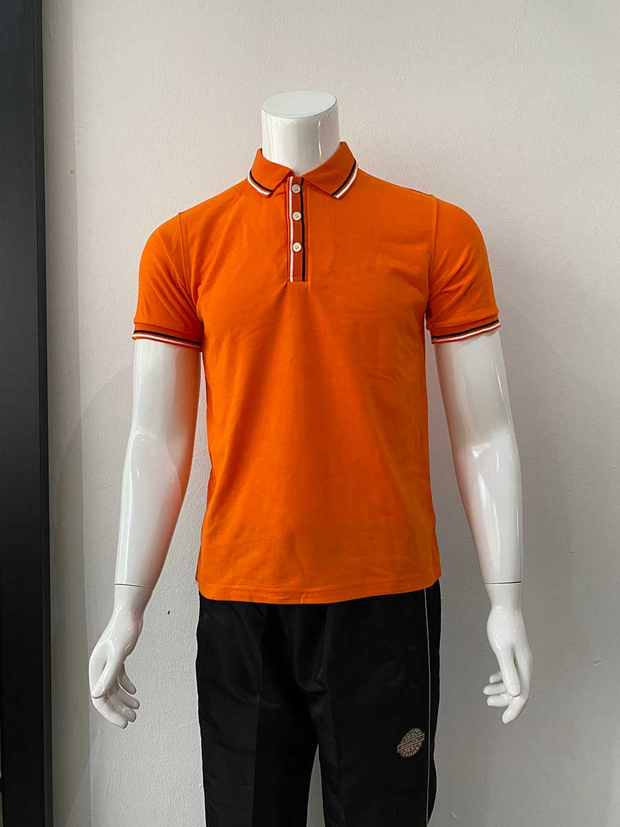 le’fonse® lacoste honeycomb polo l12 06 orange & black & white