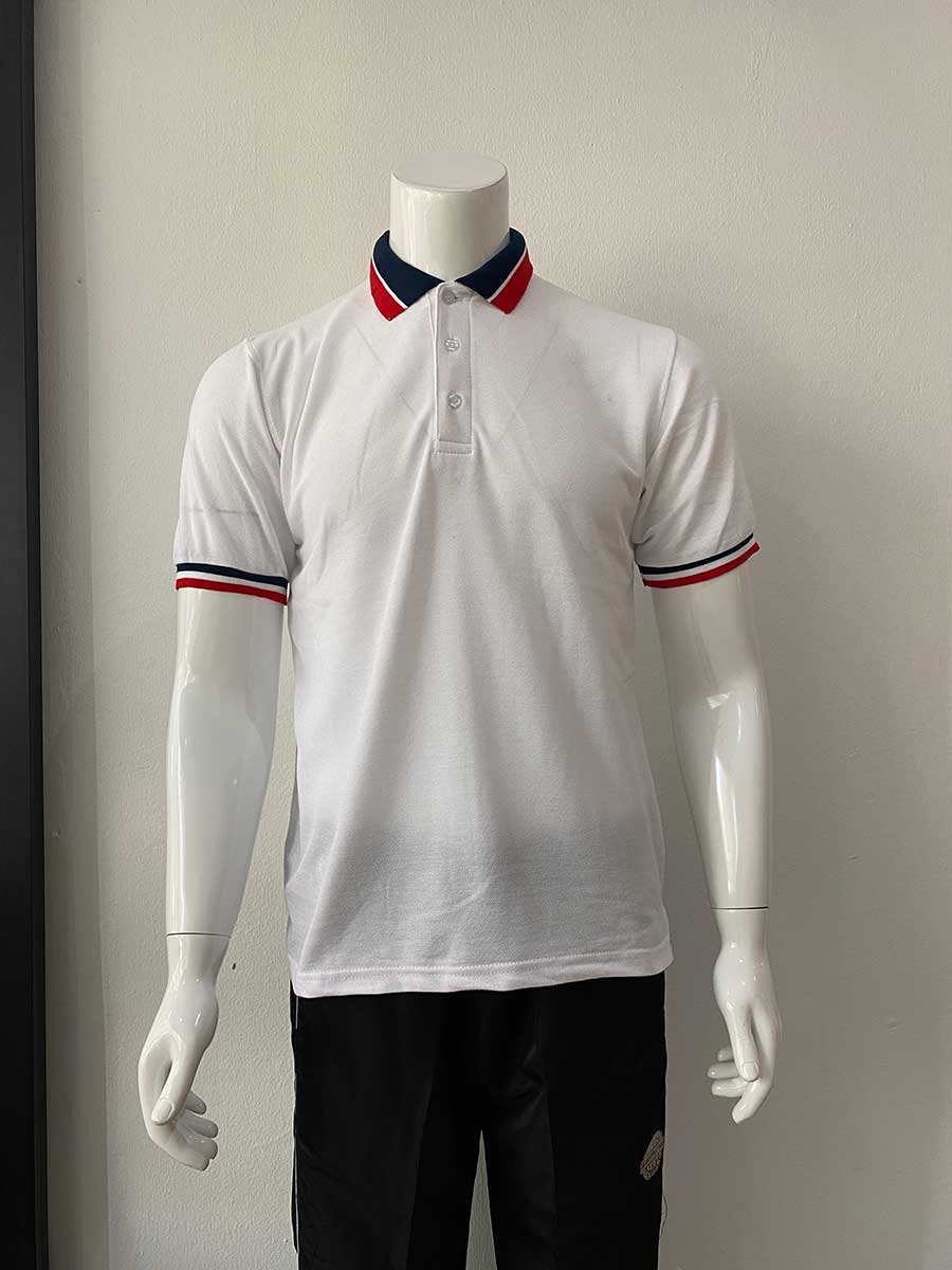 le’fonse® lacoste honeycomb polo l13 00 white & navy & red