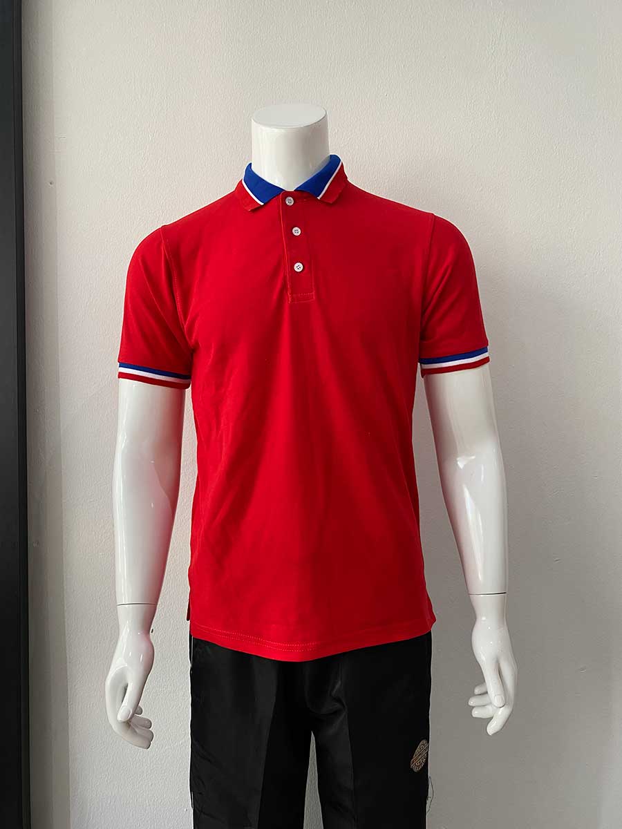 le’fonse® lacoste honeycomb polo l13 03 red & white & royal blue