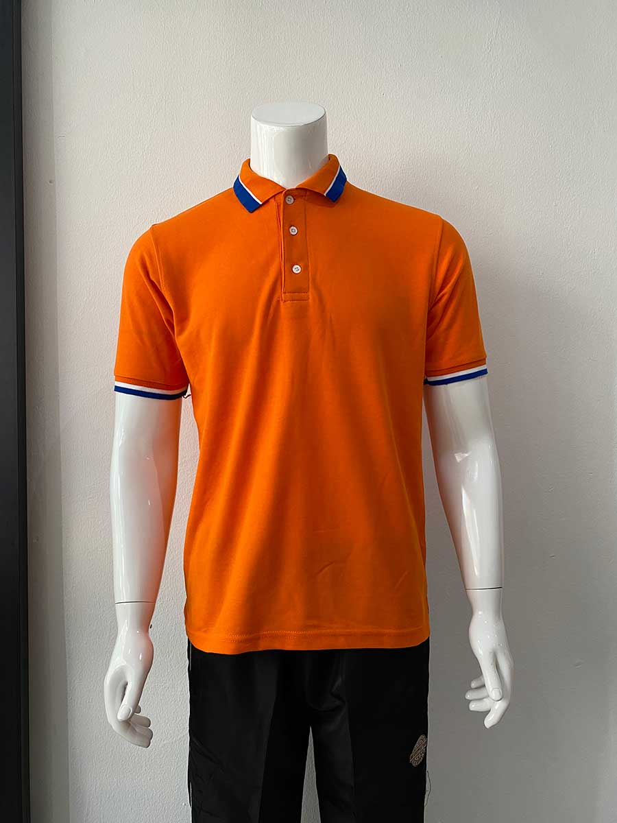 le’fonse® lacoste honeycomb polo l13 06 orange & white & royal blue