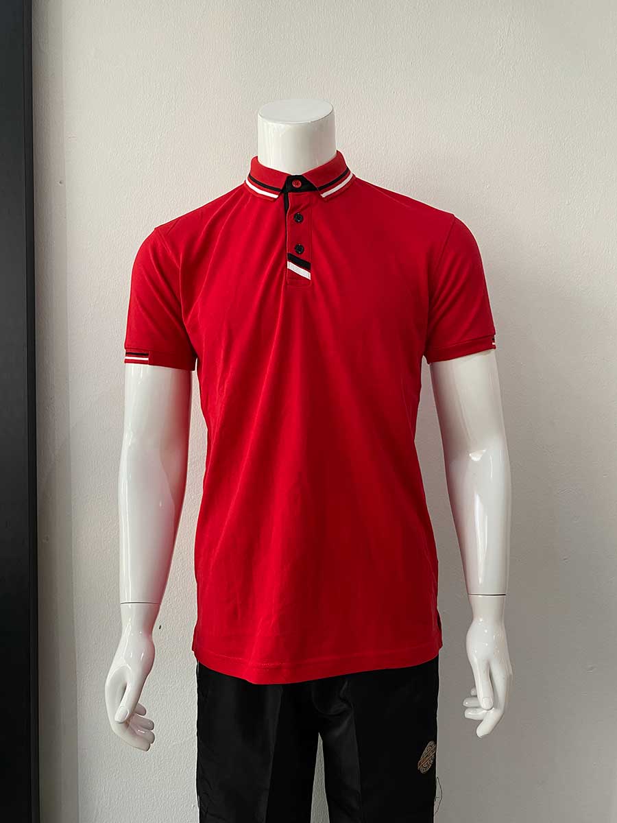 le’fonse® lacoste honeycomb polo l14 03 red & black & white