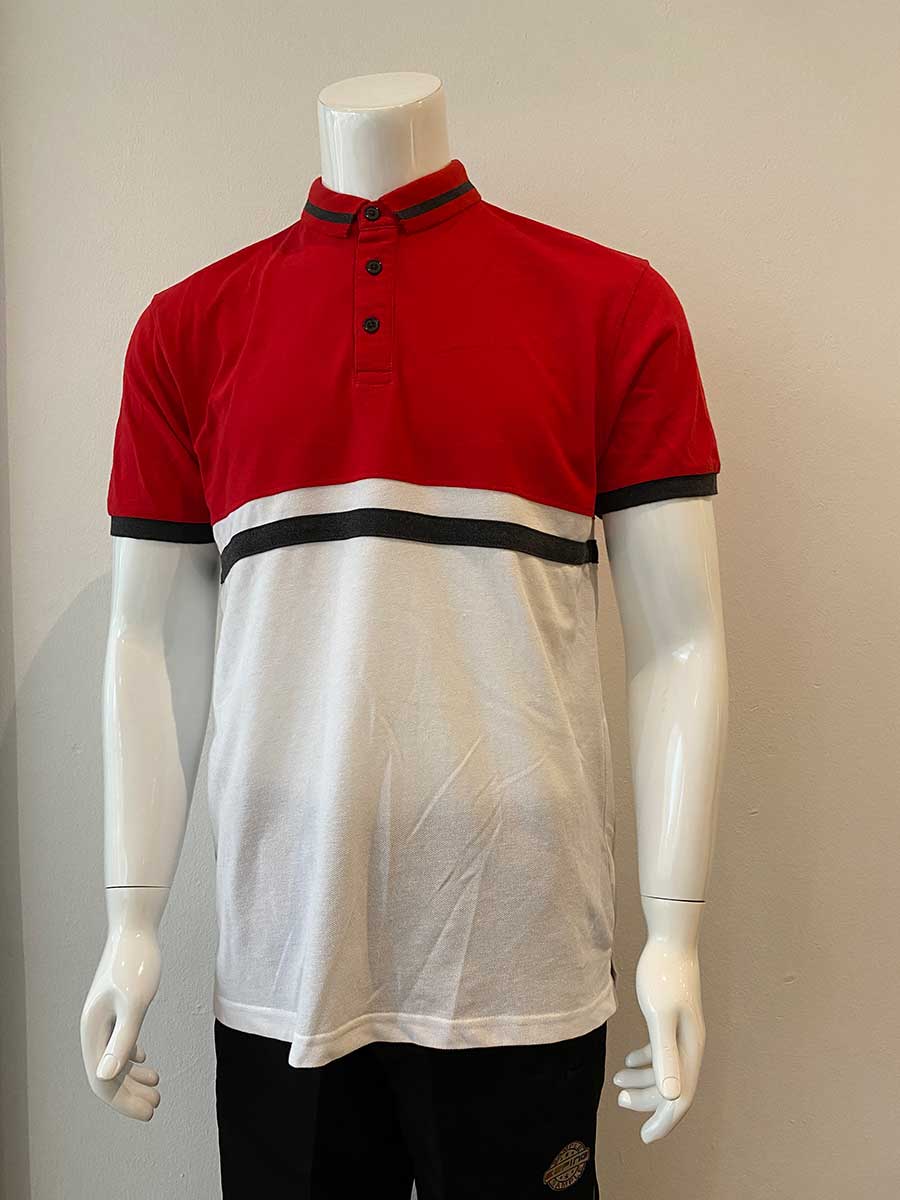 le’fonse® lacoste honeycomb polo l16 03 red & white