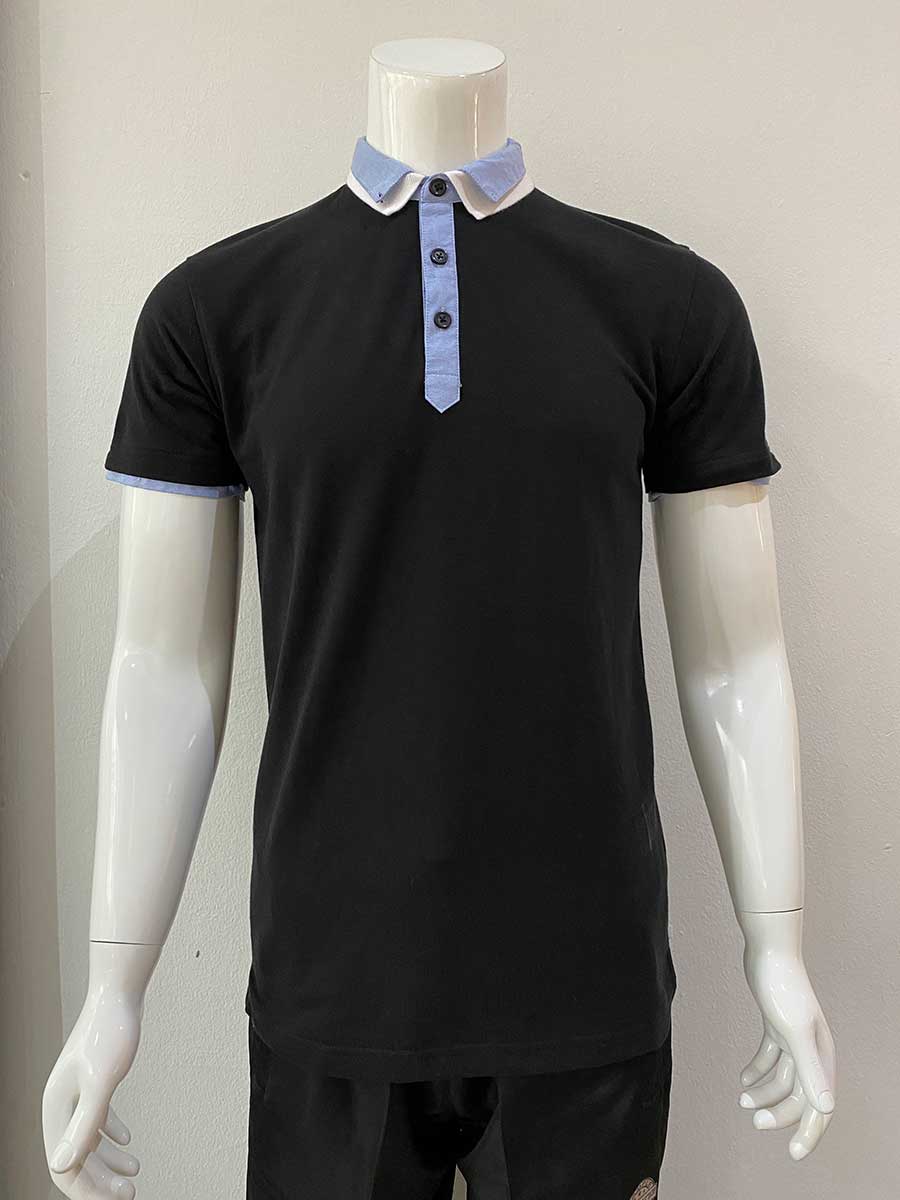 le’fonse® lacoste honeycomb polo l18 01 black