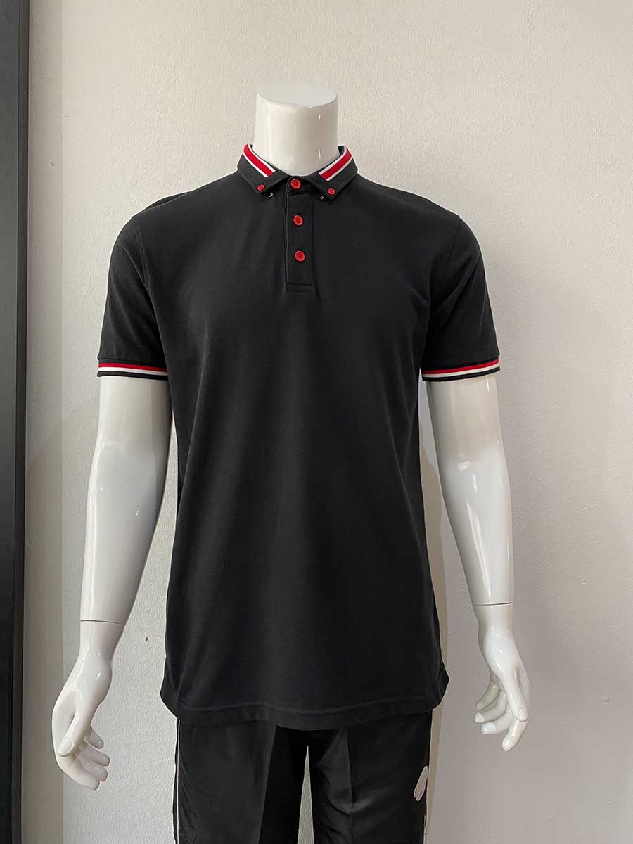 le’fonse® lacoste honeycomb polo l20 01 black & red