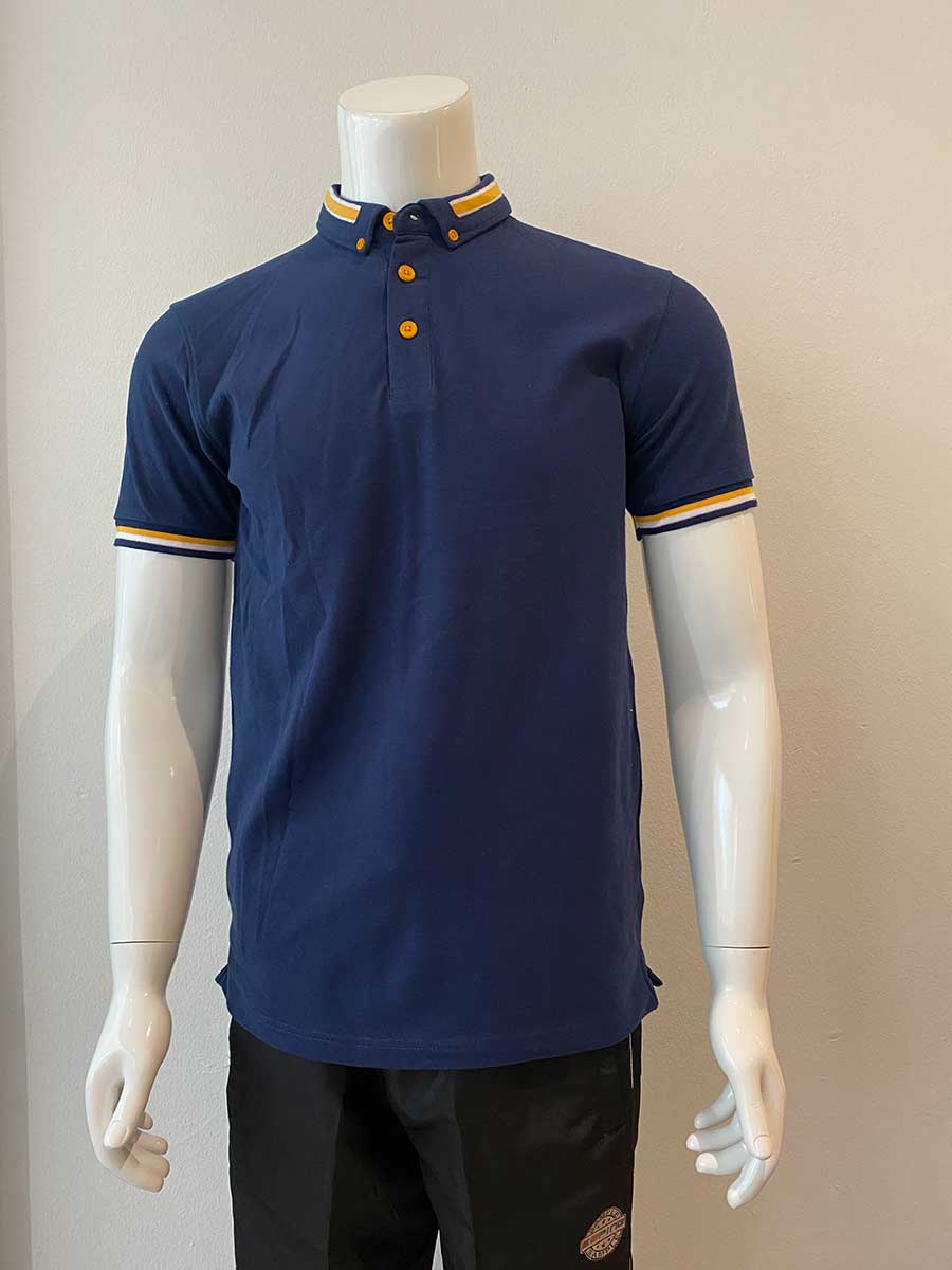 le’fonse® lacoste honeycomb polo l20 02 navy & mustard