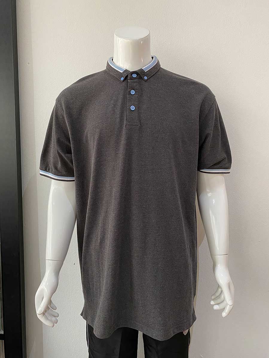 le’fonse® lacoste honeycomb polo l20 34 dark melange & light blue