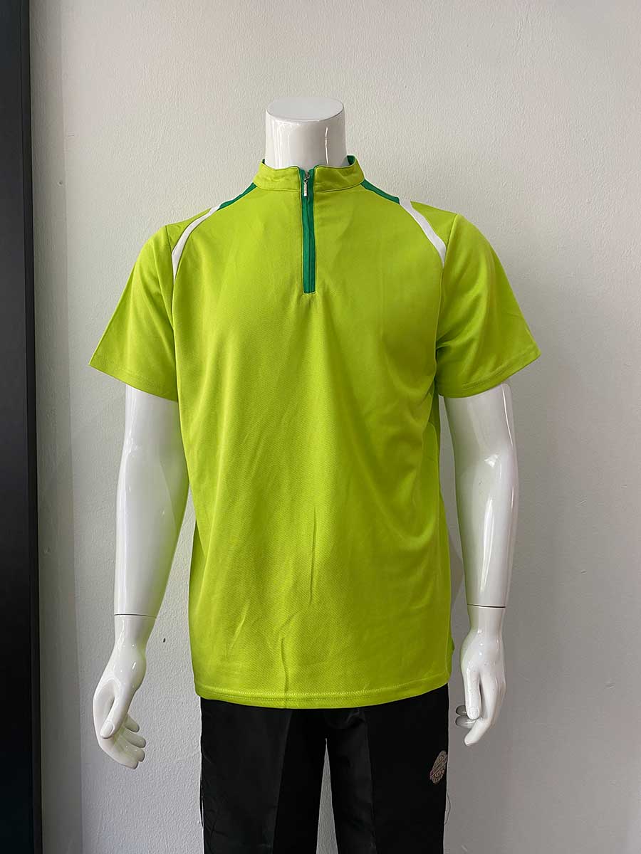 le’fonse® microfiber mock neck with zip polo m34 11 apple green & milo green & white