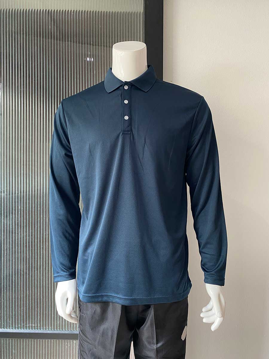 le’fonse® microfiber polo long sleeved m24 02 navy