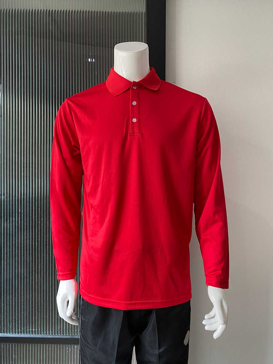 le’fonse® microfiber polo long sleeved m24 03 red