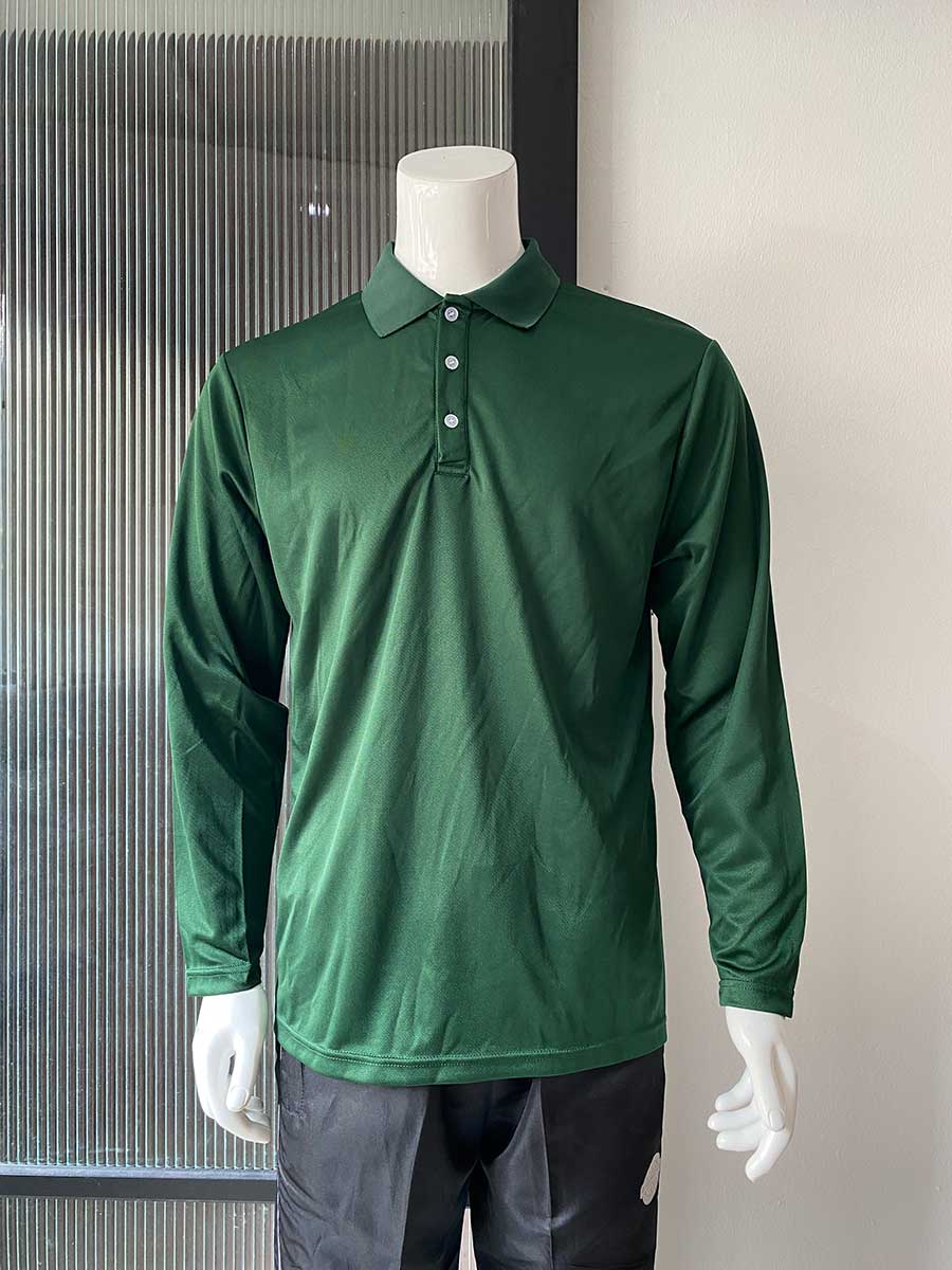 le’fonse® microfiber polo long sleeved m24 05 dark green