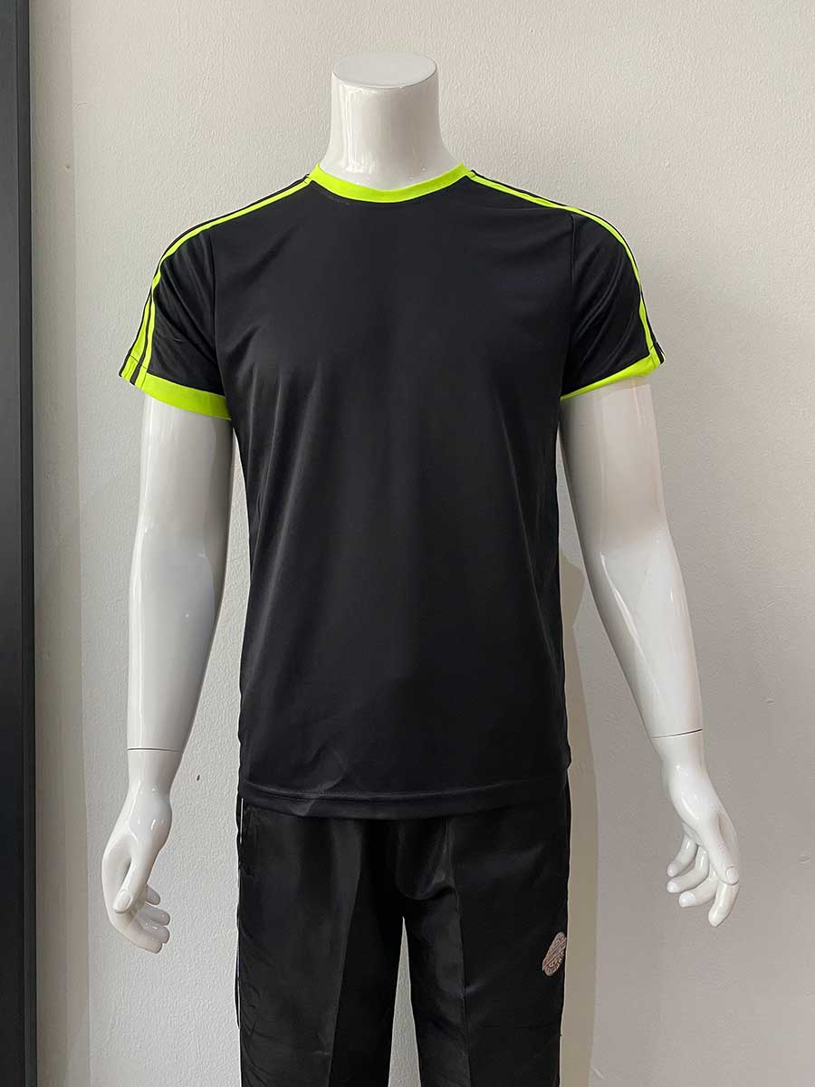 le’fonse® microfiber round neck rm08 01 black & fluo. green