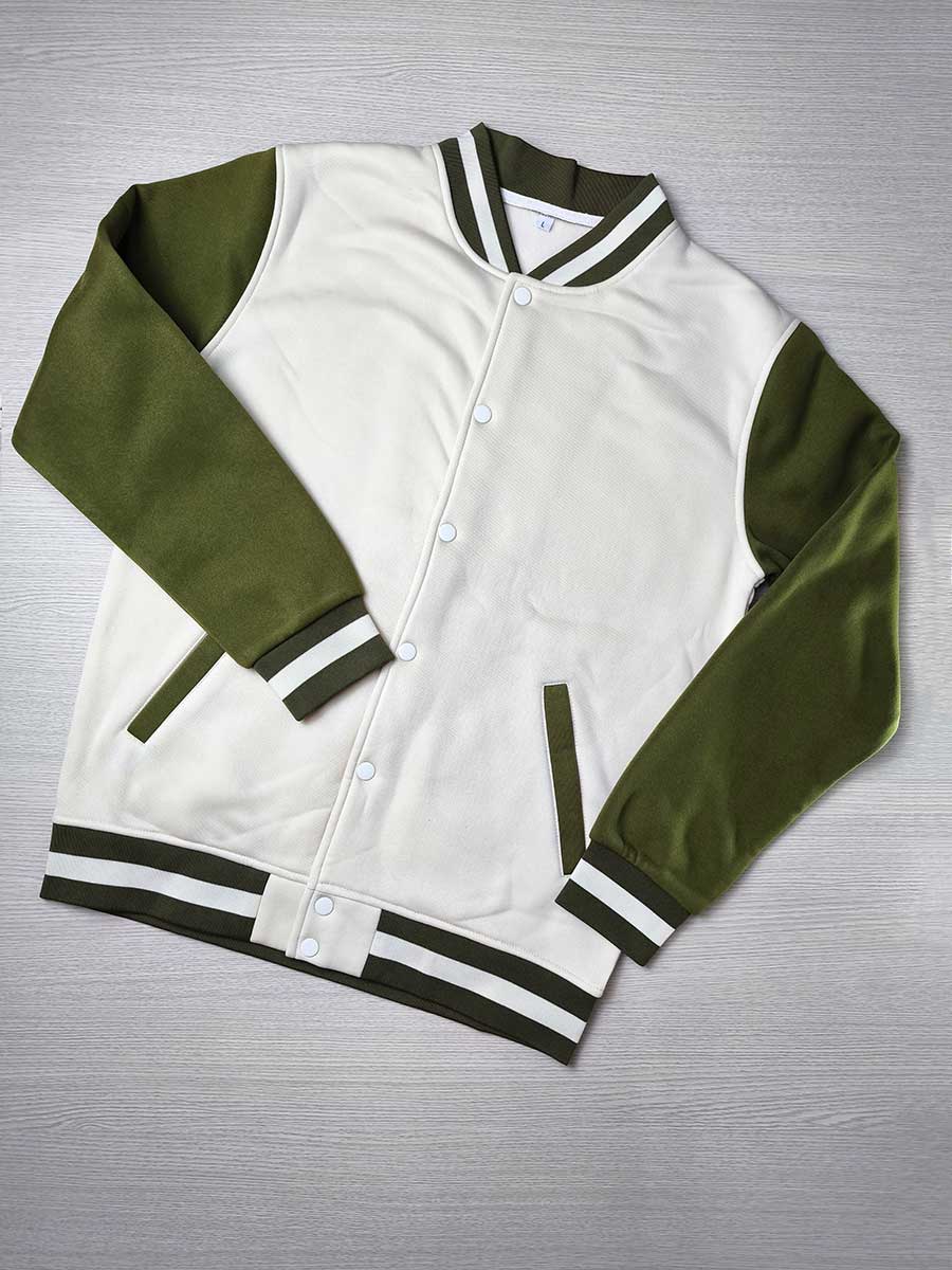 prosperitee custom made varsity jacket biege color