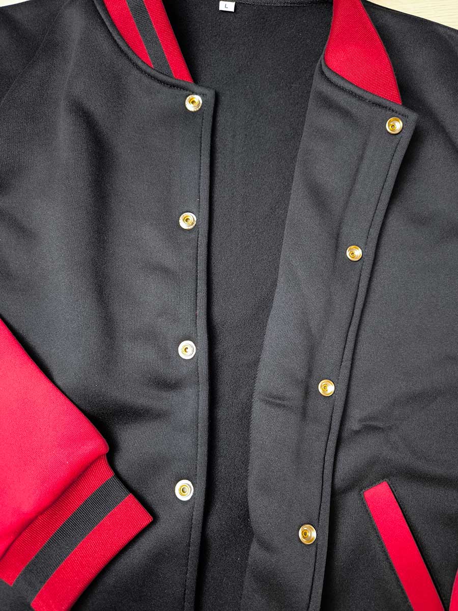 prosperitee custom made varsity jacket black color collar