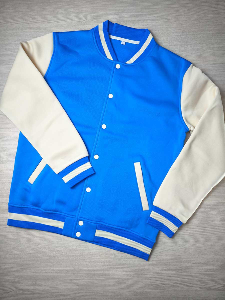 prosperitee custom made varsity jacket blue color