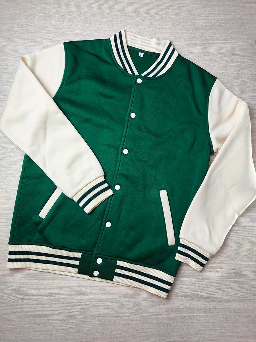 prosperitee custom made varsity jacket green color