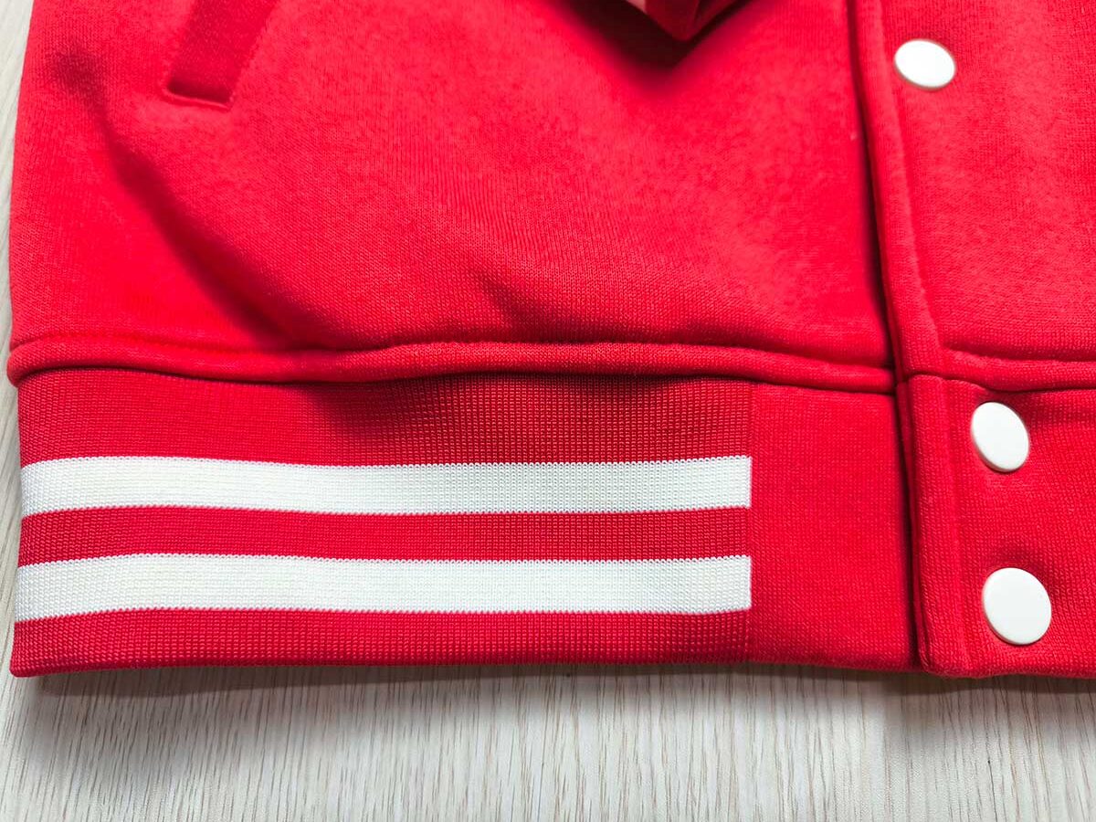 prosperitee custom made varsity jacket red color buttom 2