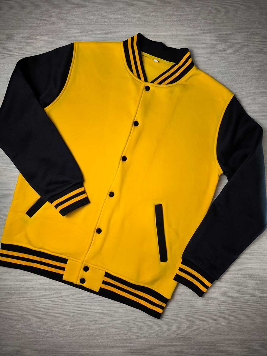 prosperitee custom made varsity jacket yellow color