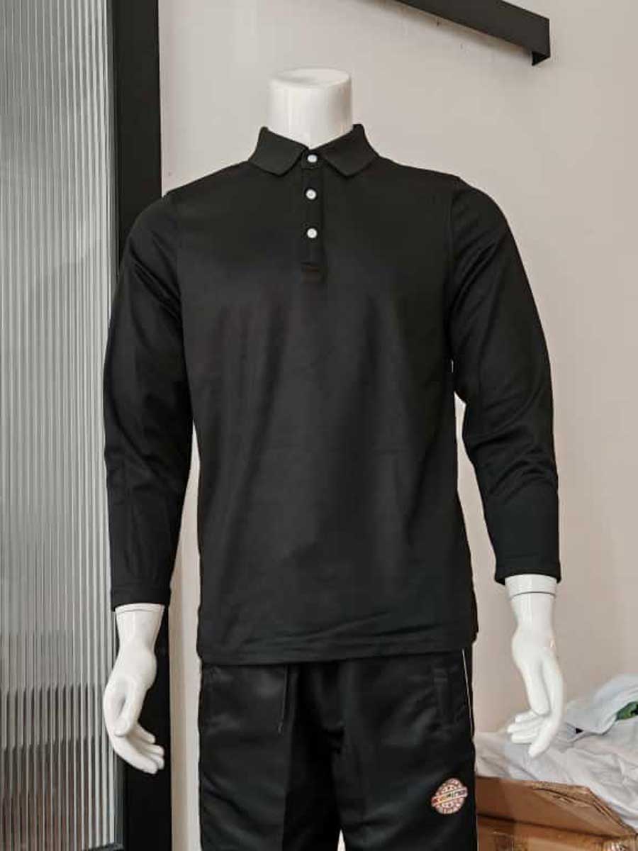 le’fonse® luxeblend hybrid polo long sleeve mh03 01 black