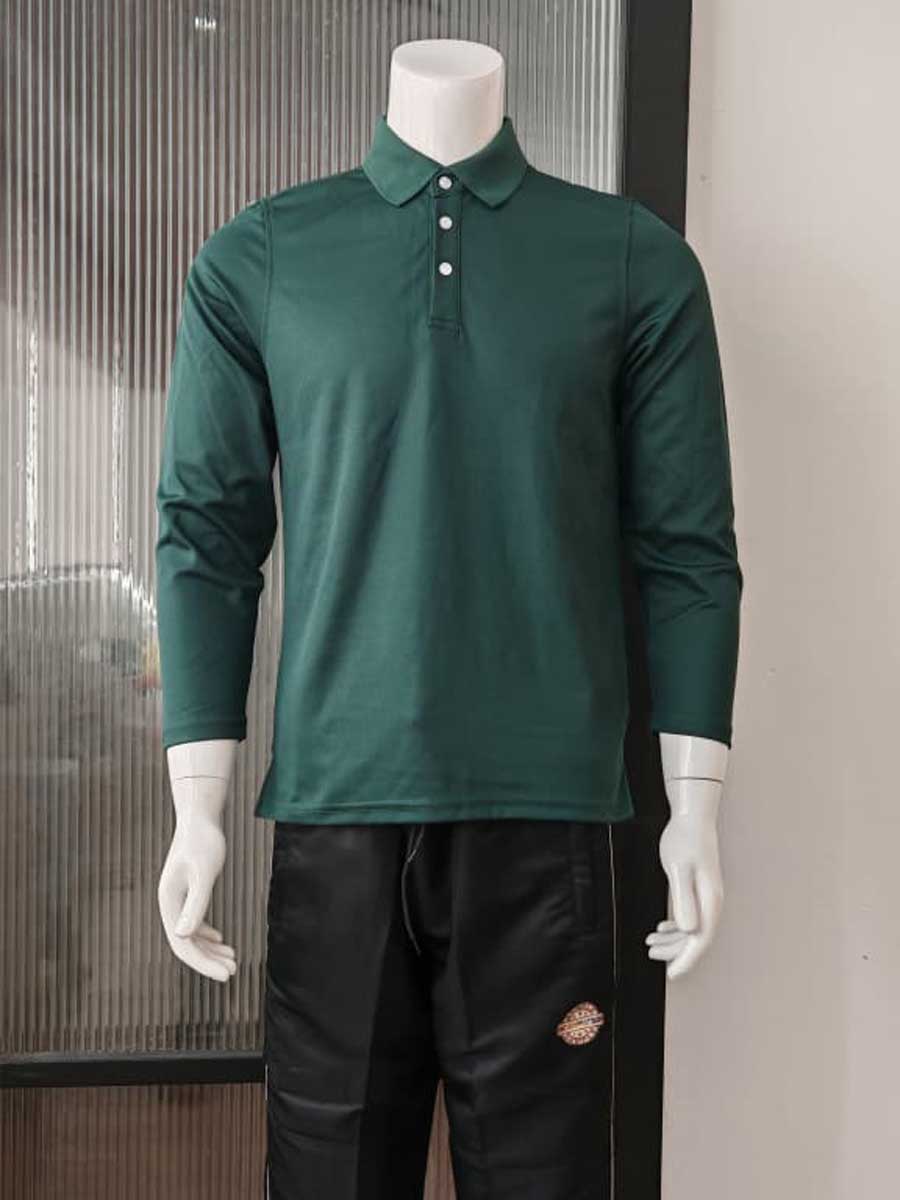 le’fonse® luxeblend hybrid polo long sleeve mh03 05 dark green