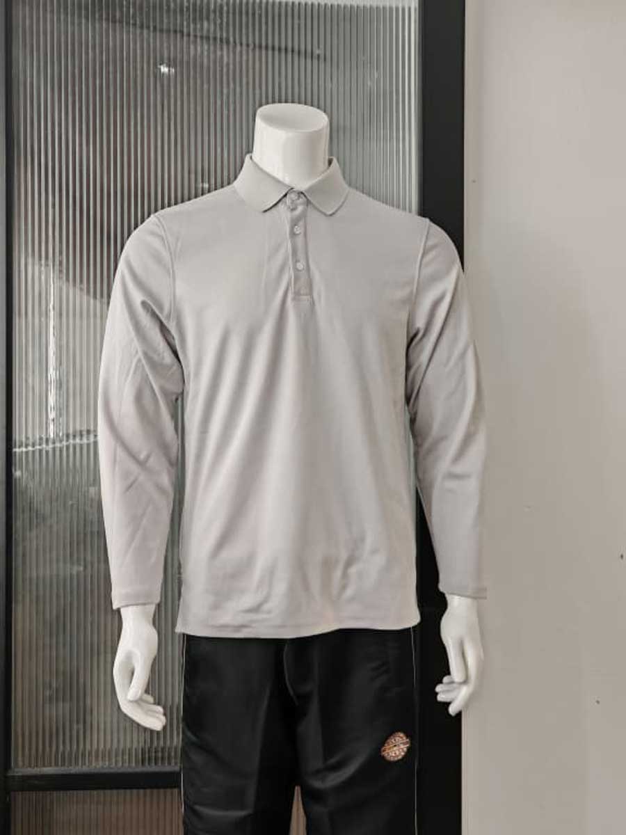 le’fonse® luxeblend hybrid polo long sleeve mh03 19 light grey